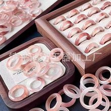 桃花酿少女戒圈小红书爆款桃花酿戒指天然新疆金丝玉指环手持跑环