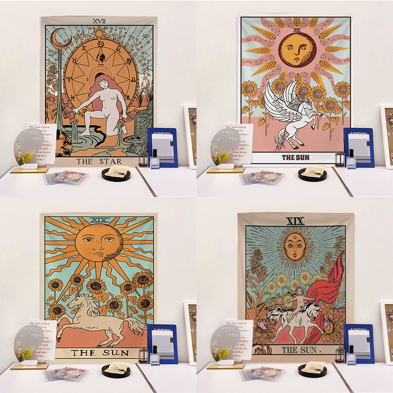 New Tarot Sun Moon Background Hanging Cross-border E-commerce Constellation Mythology Character Tapestry Art Wall Rug