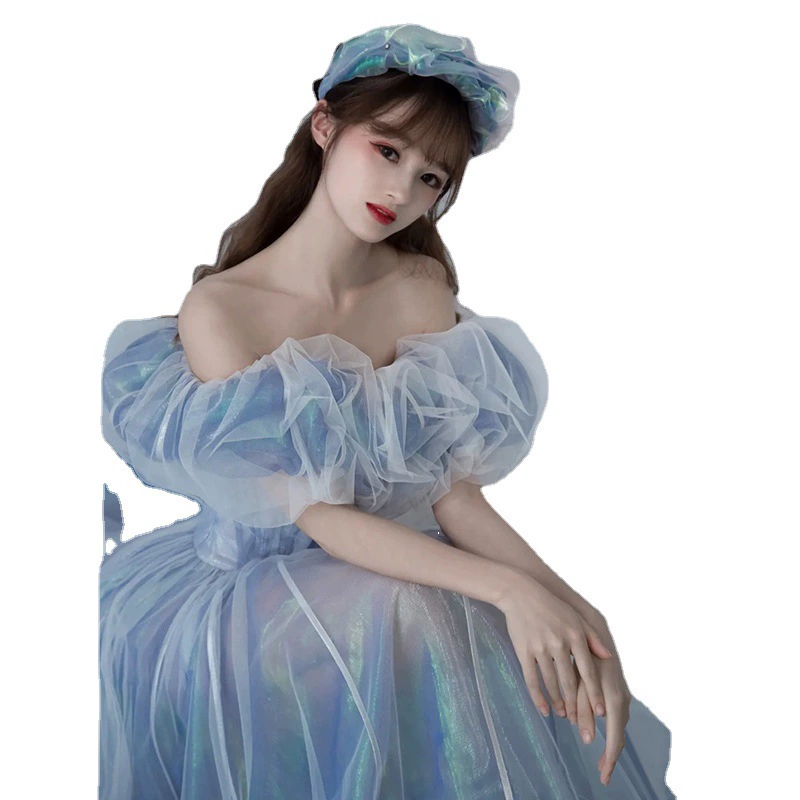 Вечернее платье Haze Blue Fairy, открытая спина, длинное платье-платье с слоем тюля, элегантное вечернее платье