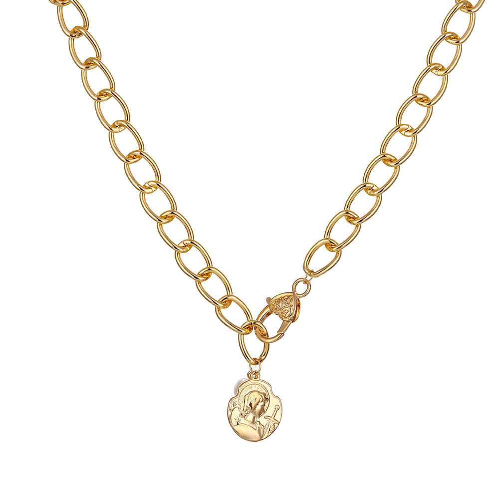 Collar de monedas con cadena geométrica y colgante de avatar, hebilla OT, estilo frío y dulce, elegante, producto transfronterizo image 16