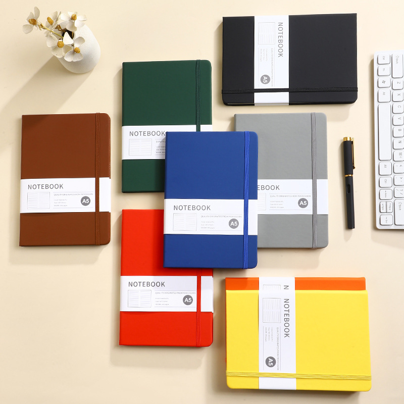 A5 correa de cuero cuaderno personalizado logotipo spot transfronterizo de oficina de negocios cuero elástico cuaderno