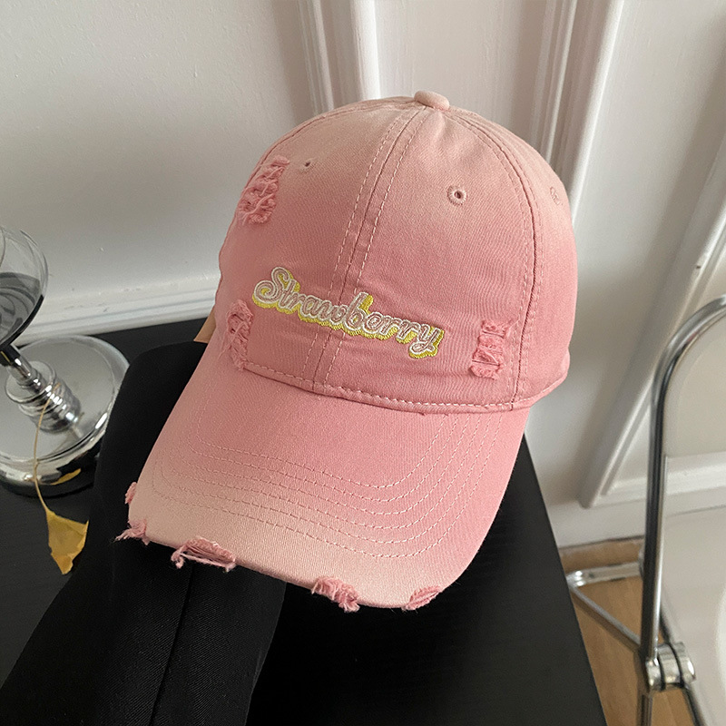 Carta roja bordada agujero gorra de béisbol mujer primavera 2025 nuevo aumento profundo gorra gor