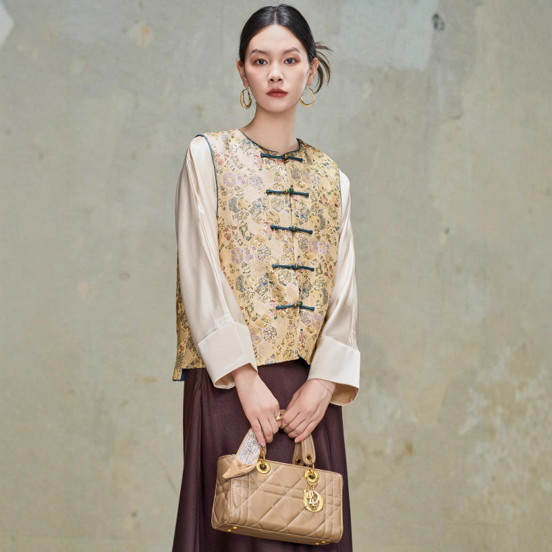 新中式真丝织金马甲女2025新款桑蚕丝改良唐装国风桑蚕丝坎肩背心|undefined