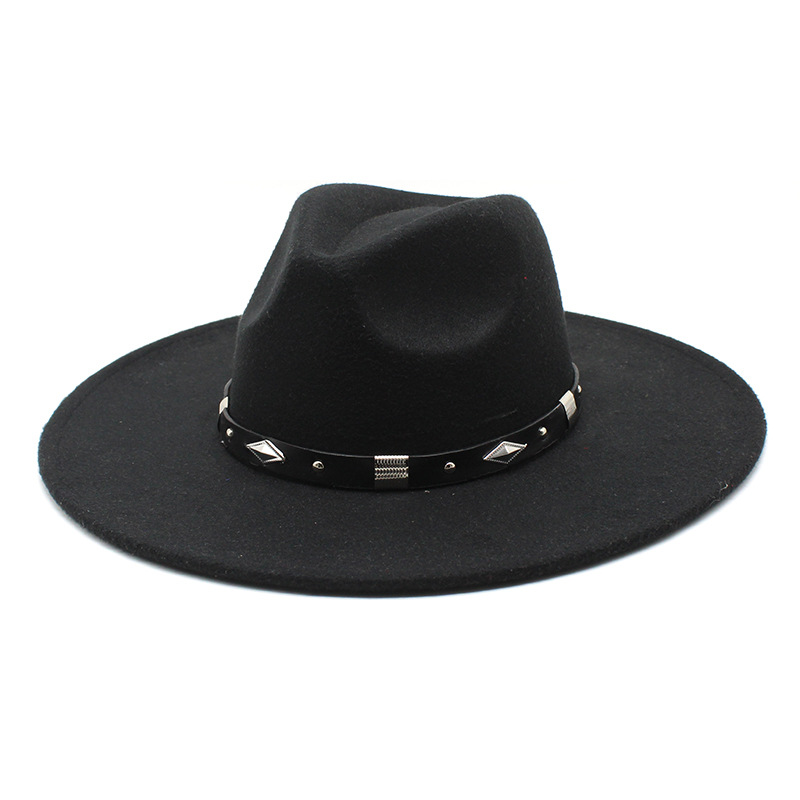 Unisex Vintage Style Solid Color Flat Eaves Fedora Hat display picture 2