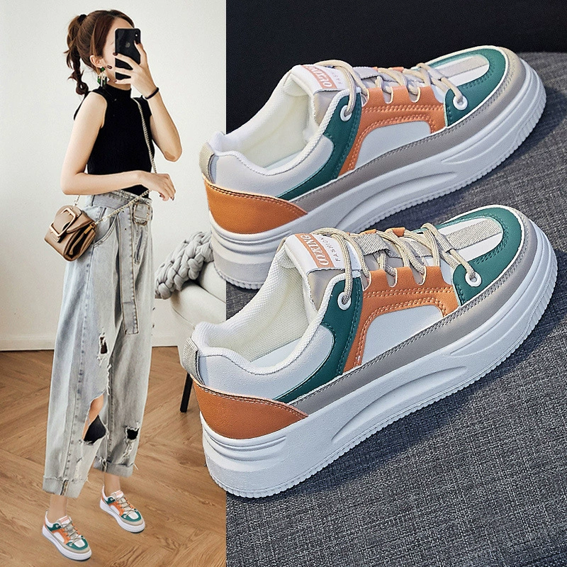 Универсальные повседневные кроссовки с внутренним утолщением, белые туфли для женщин, новинка весны и лета 2025, модная женская обувь