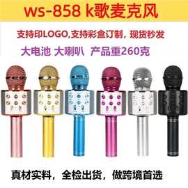 WS858蓝牙无线话筒唱歌音响一体机音箱家庭ktv麦克风可充电跨境