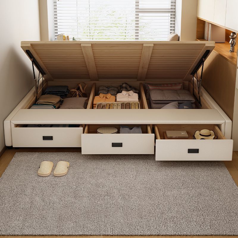 Cama de madera maciza sin cabecera Cama de almacenamiento de caja Cama de almacenamiento de cajón de marco de fila de tatami de apartamento pequeño
