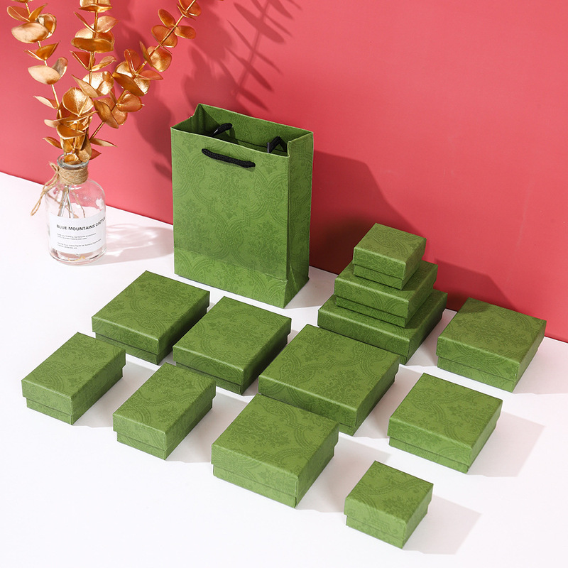 Spot retro Gucci green earrings jewelry box set necklace earrings jewelry storage box ring box wholesale