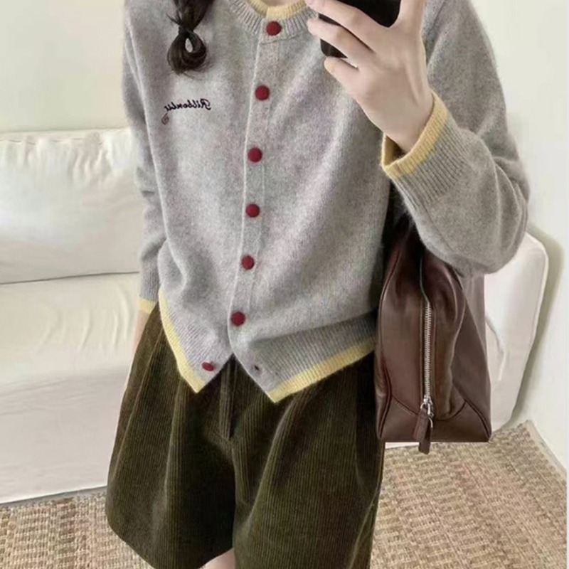 2025秋冬新款女装韩系设计感圆领毛衣长袖针织开衫气质上衣外套女|undefined