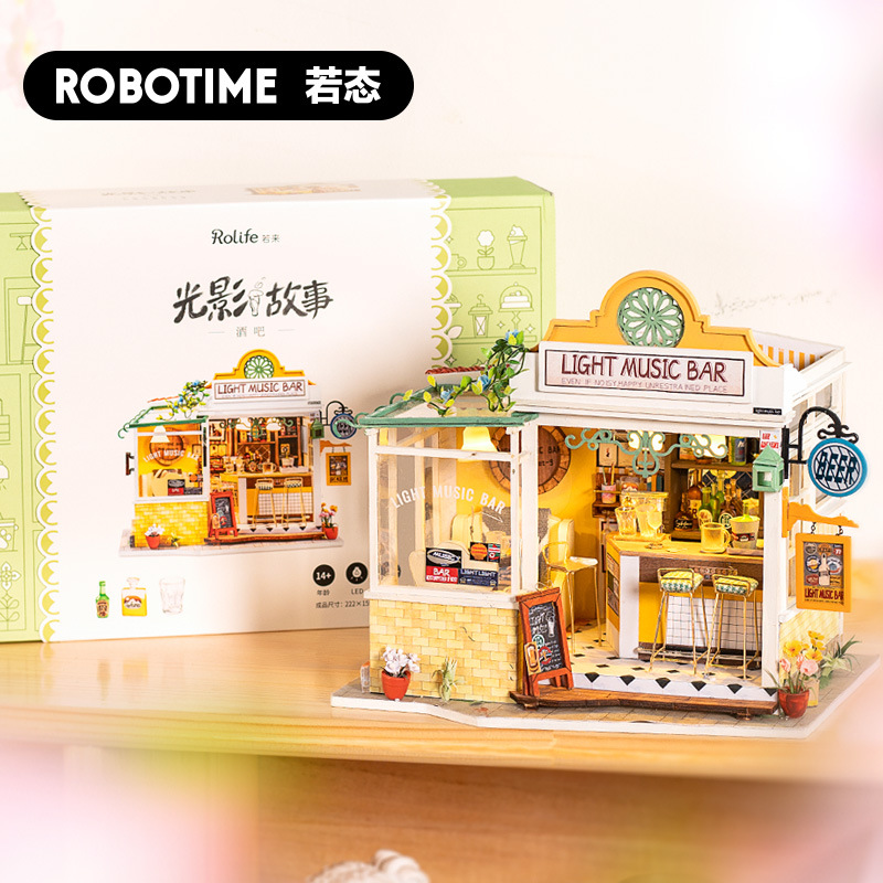 Rollife Ruolai rompecabezas bloques de construcción hechos a mano juguetes ensamblados modelo diy cabaña tridimensional rompecabezas 3d juguetes transfronterizos