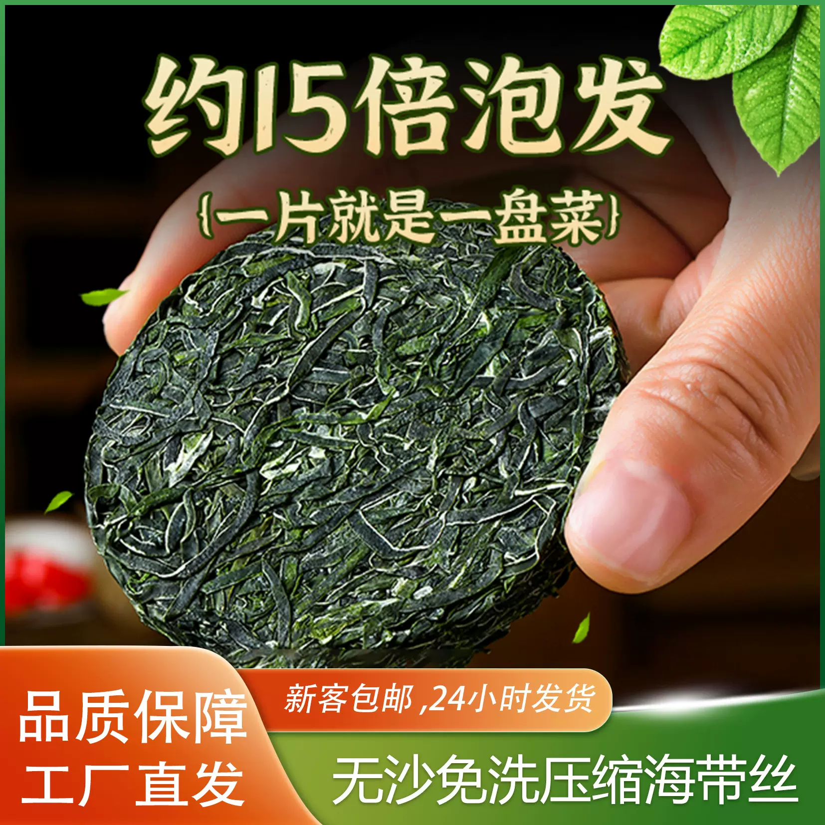 现货烘干压缩海带丝旗舰店金海岸海带干货海带丝圆饼免洗即食商用