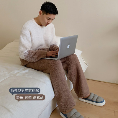 new pattern Gradient Clouds Two-sided Velvet man winter keep warm pajamas Teenagers T-shirts Socket Home Furnishings goods in stock