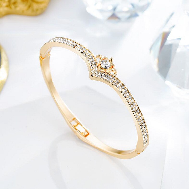 Simple Style Crown Alloy Rhinestones Women's Bangle display picture 3