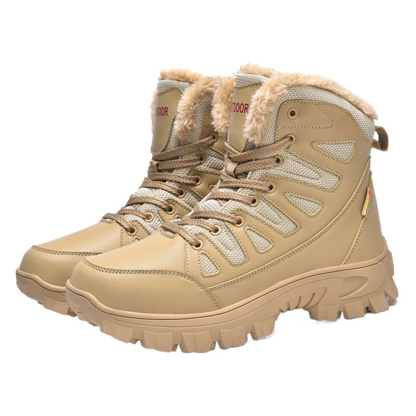 Amazon transfronterizo más tamaño impermeable invierno cálido noreste botas cortas altas zapatos acolchados de algodón botas de nieve hombres forrados de lana gruesa antideslizante