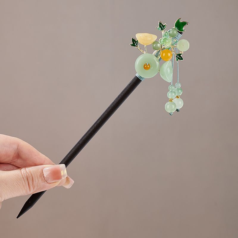 古风流苏发簪手工木簪步摇花朵发钗新中式旗袍汉服气质挽发头饰女|undefined