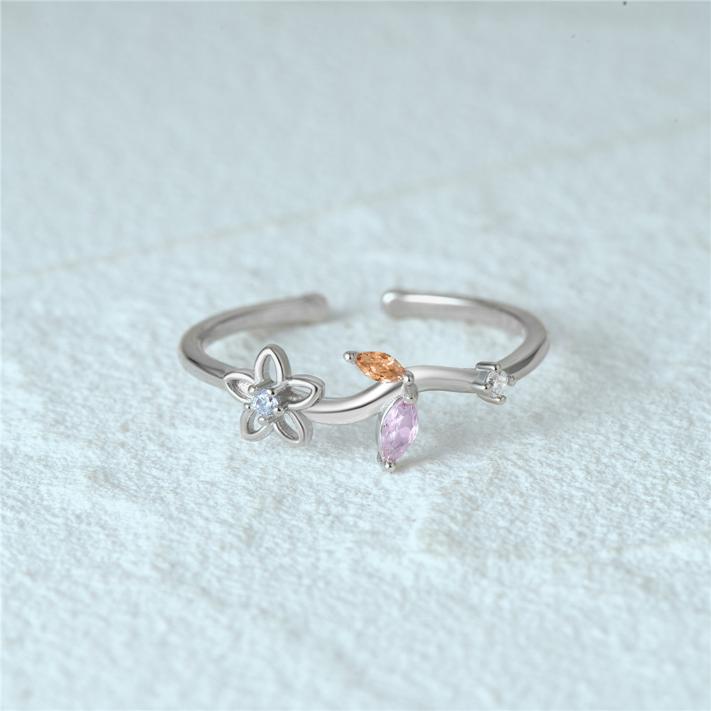 4g Weight Zircon Inlay Material Open Rings Classification Adjustable Ring Size 1 Piece Quantity Daily Occasion 925 Sterling Silver Material Heart Shape, Flower, Bow Knot Pattern Women's Gender Plating, Flowers Design Sweet, Shiny Style 925 Sterling Silver Zircon Heart Shape Flower Bow Knot Open Rings 18