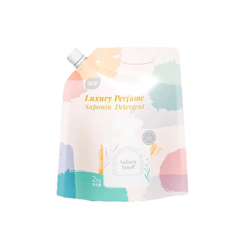 Botánico detergente de lavandería, bolsas de 2kg, perfumes de lavandería, bolsas de lavandería, perfumes de flor de cerezo, líquido suplementario