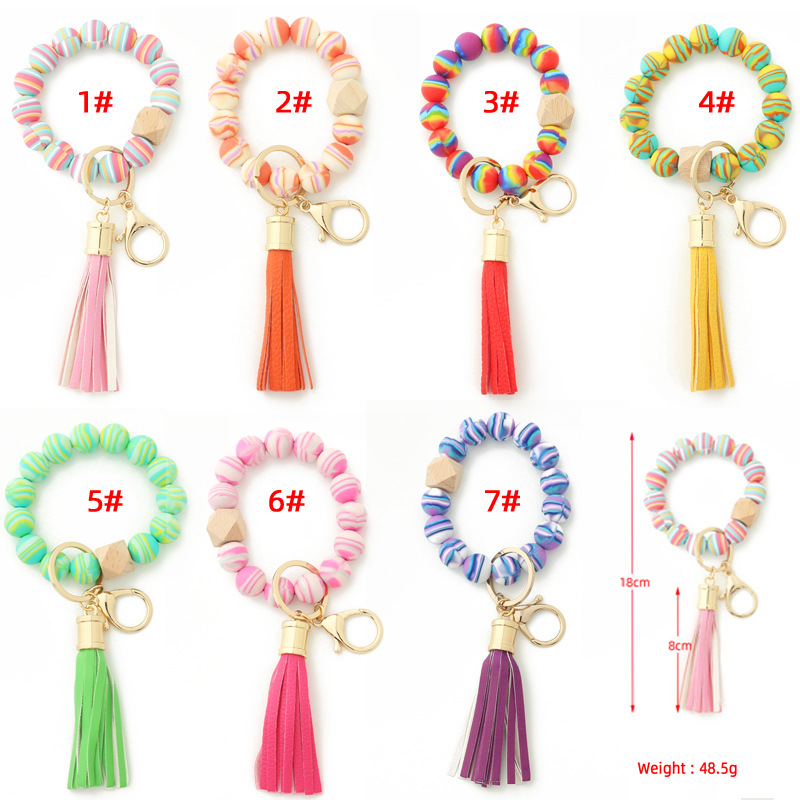 Daily Occasion Silica Gel Material Fashion Tassel Silica Gel Beaded Women's Bag Pendant Keychain