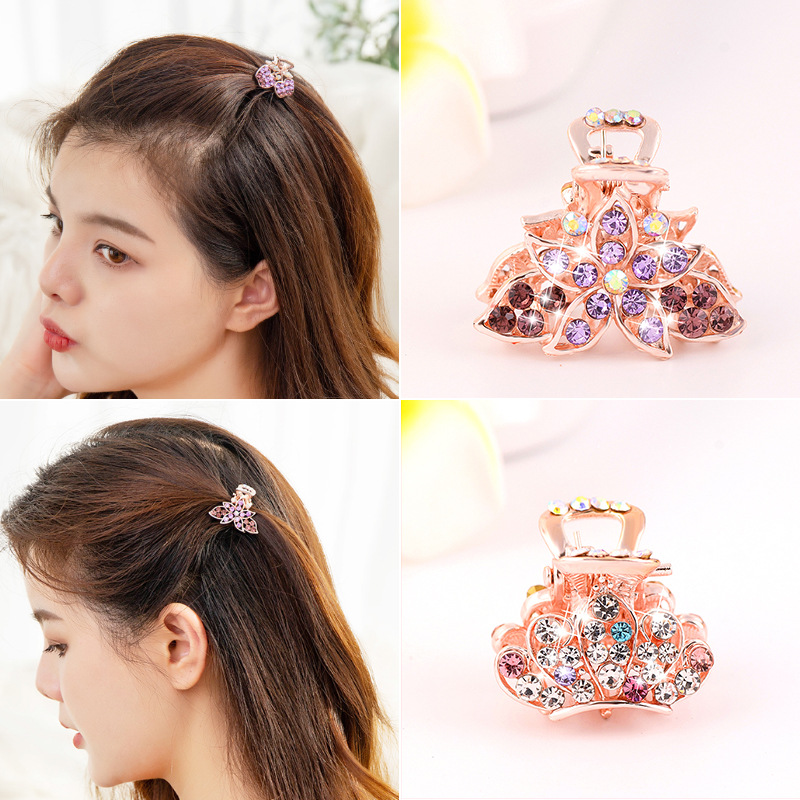 New small size Grab Clip Hair Clip Hair Clip Adult Bangs Hair Clip Children Top Clip Electroplated Rhinestone Elegant Hair Accessories Headdress