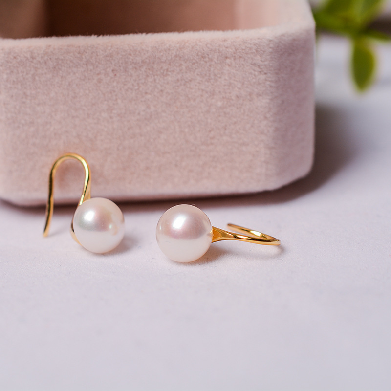 欧美时尚国潮珍珠高跟鞋耳钩 925纯银镶嵌天然淡水
