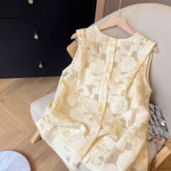 新中式国风立体提花甜美无袖小衫女2025夏季新款高端时尚背心马甲