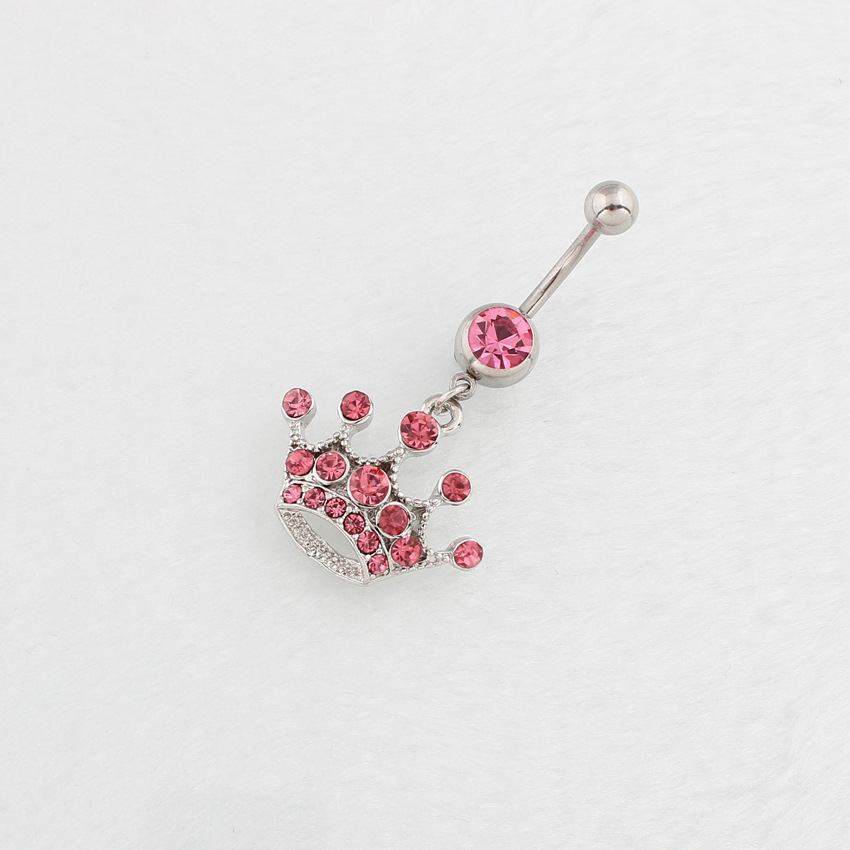 Crown Navel Ring With Studded Heart Cat And Rabbit Designs_voghion.com