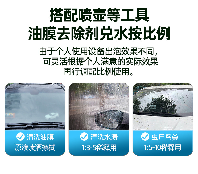 Car Glass Oil Film Remover, Powerful Concentrated Car Glass Cleaner for Front Windshield