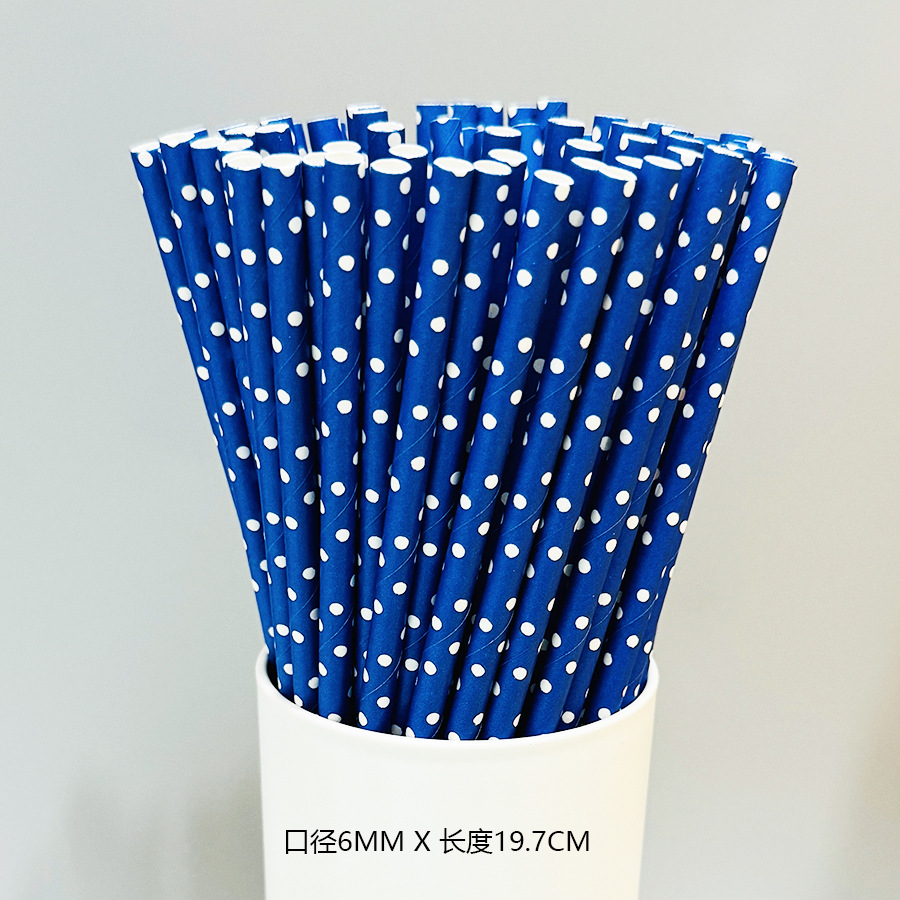 Gran cantidad en stock al por mayor paja de papel desechable paja de papel degradable paja azul serie