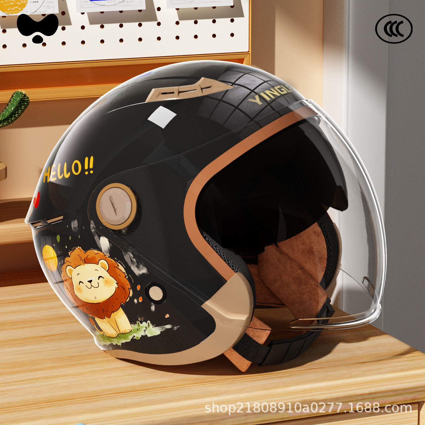 Warm Full Face – Universal Motosiklet kaskı (dəbilqə) - 3c-black-lion-hd-sunscreen-double-mirror-class-a-new-national-standard-one-size