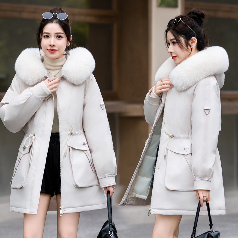 Ropa de algodón femenina convencional con capuzas más gruesa para superar la ropa de algodón coreana universal con chaqueta de algodón de bolsillo femenina tridimensional suelta image 1