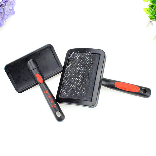 Wholesale Dog Needle Comb Large Curved Surface Pet Comb Bone Footprint Plastic Handle Dog Needle Comb Beauty Hair Removal Comb