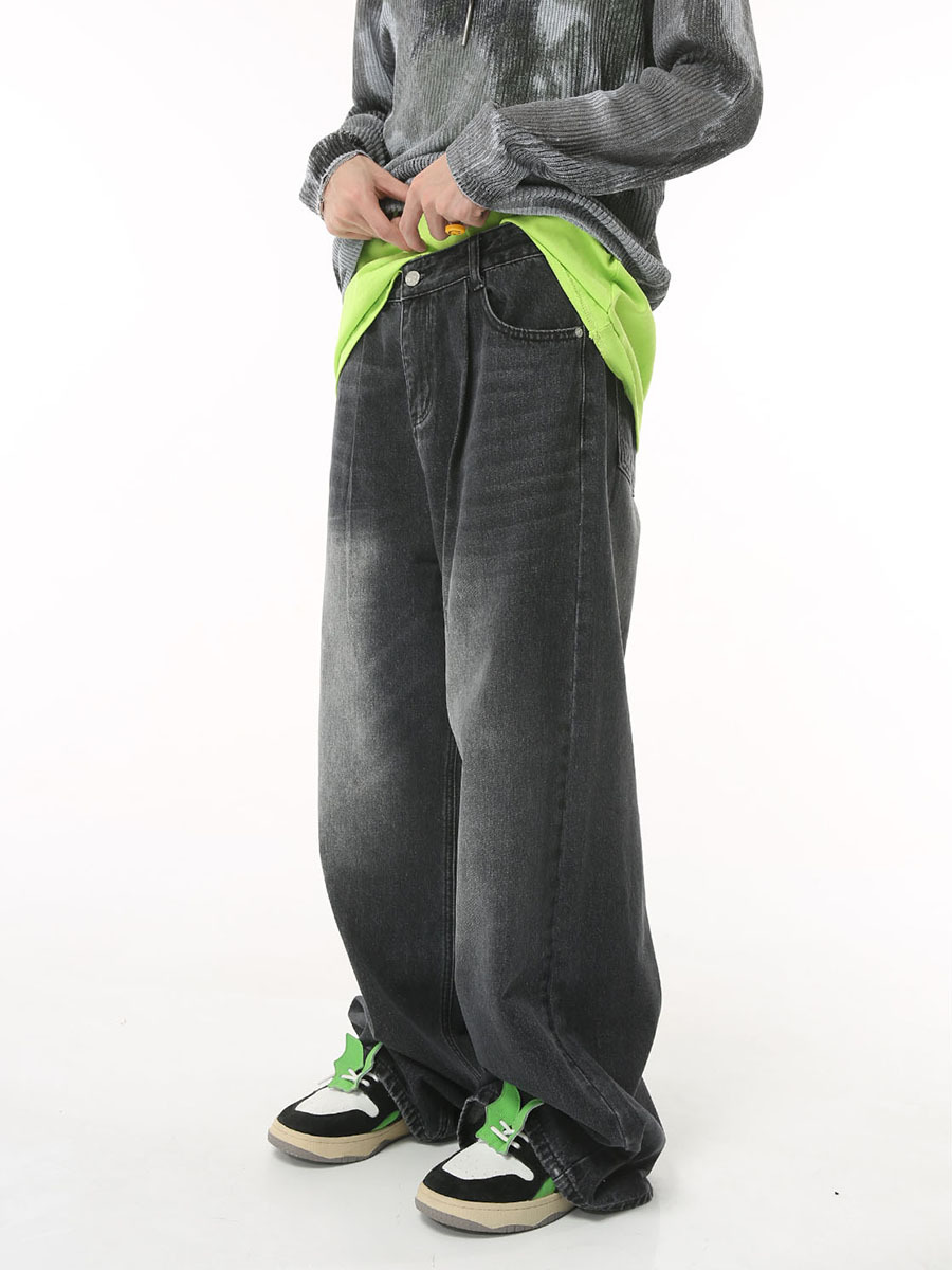 Ropa de hombre MTLClothes | 2023 nuevos pantalones vaqueros sueltos de pierna ancha retro casuales de cintura media alta