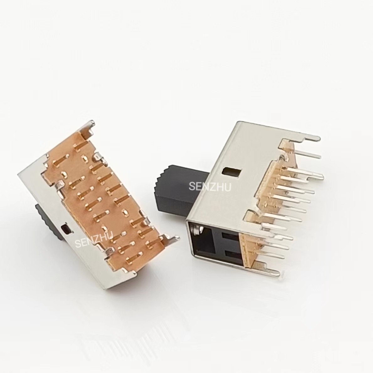 拨动开关SS-42H08 16脚4P2T双排立式4只固定脚滑动开关带支架