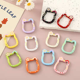 彩色烤漆花朵小猫弹簧扣梓合金彩绘开口环DIY钥匙扣ins箱包配件