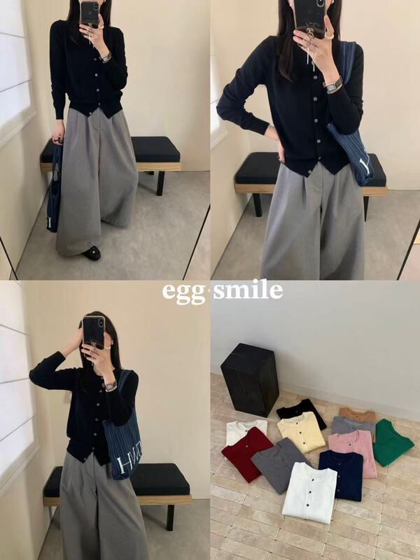 egg smile11色暖芯针织开衫女宽松薄外搭打底针织显瘦毛衣外套女|undefined