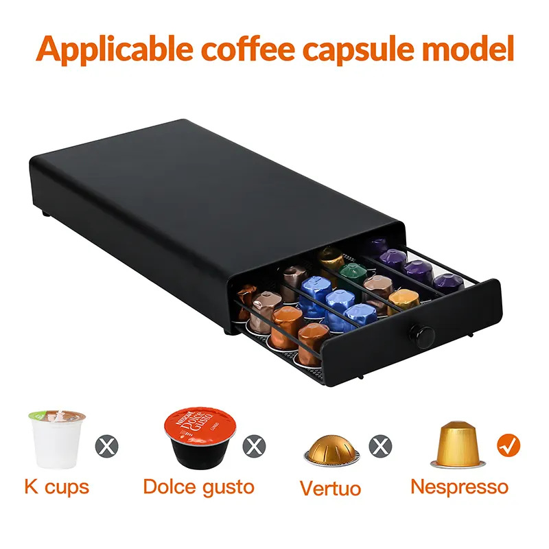 OASISWJ caja de almacenamiento de hierro forjado estante de almacenamiento de cápsulas de café bar doméstico pequeño estante de almacenamiento de cápsulas YZ1384