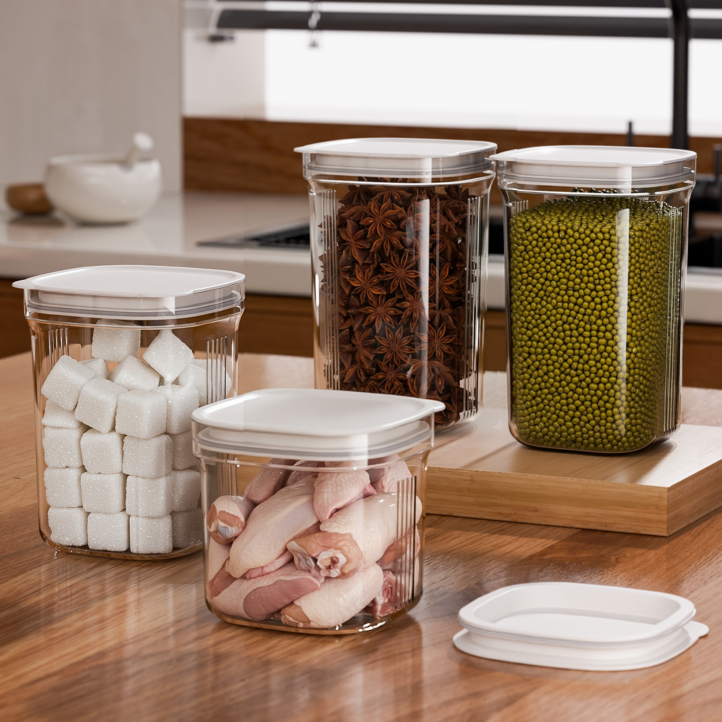 Tanque de especias sellado a prueba de insectos a prueba de humedad de grado alimenticio barril de arroz transparente pimienta ancho de canela hoja de incienso envasado jarro de cereales