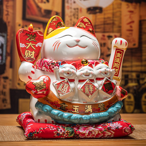 Electric waving ceramic fortune cat company shop opening cash desk decoration ornament moving house gift