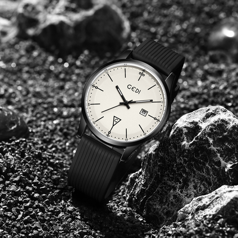 Goldie Men's Simple Silicone Watch High-value Calendar Student Watch Niche High-end Quartz Watch Women