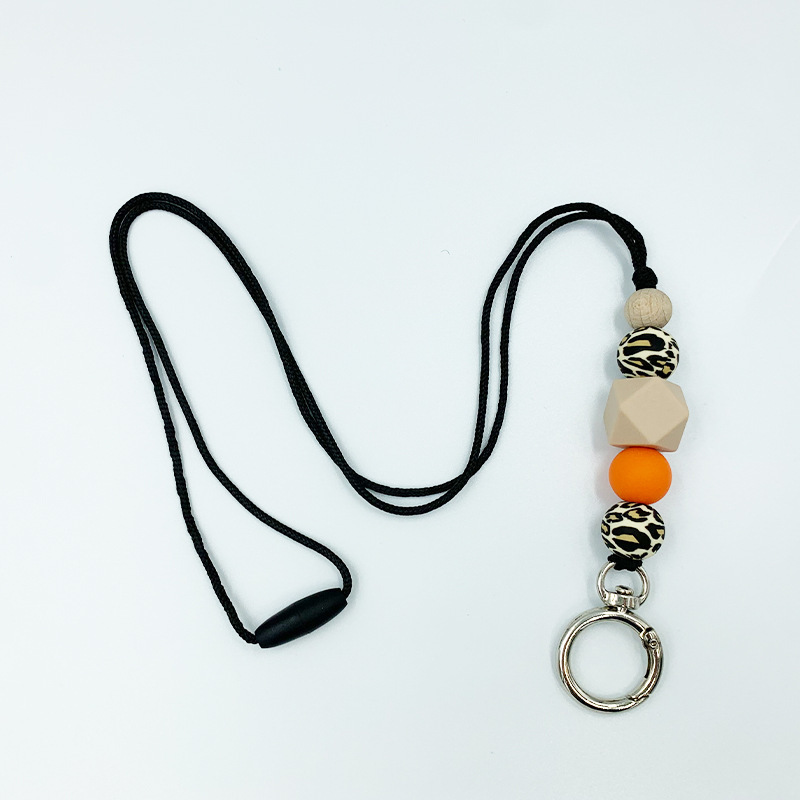 Amazon nuevo collar de insignia versátil maestro enfermera ID de estudiante Cordón de identificación de silicona con cuentas cordón llavero
