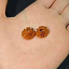 桃核雕刻梅花福锁红绳手链配件宝宝配珠野生桃木桃筐桃篮木质木艺