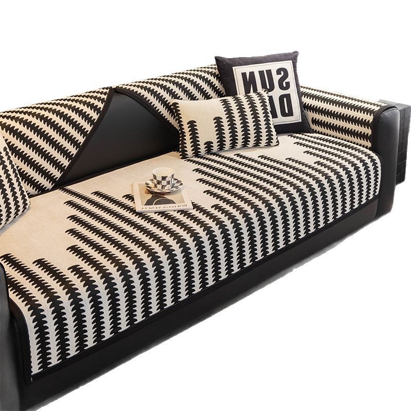 2024 nuevo cojín de sofá Schneider cuatro estaciones lujoso ligero general sensación de alto nivel antideslizante cojín de cuero recto cubierta de tela