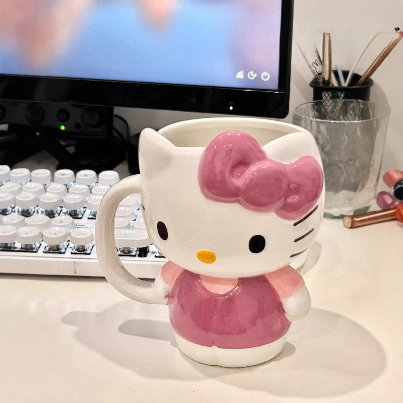 Hellokitty taza de cerámica taza Katie taza creativa taza de agua de dibujos animados linda niña práctica de gran capacidad