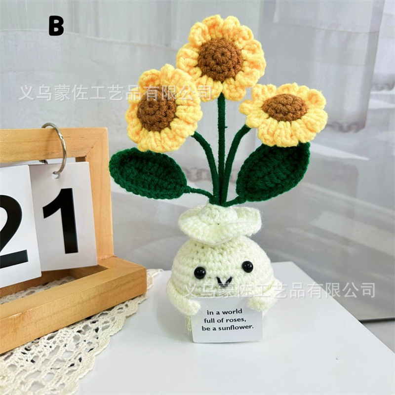 Amazonas comercio exterior gancho de lana sonriente flores en maceta comercio exterior artesanal girasol tulipas margarita adornos image 25