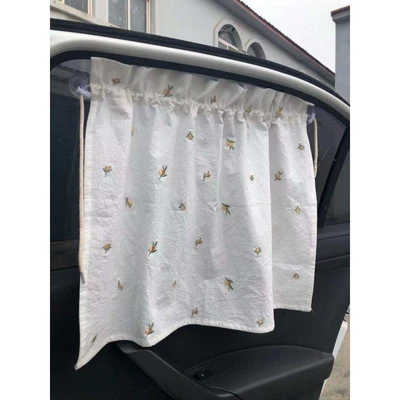 Ins Style Cherry Embroidery Children's: Car curtains - white-olive-car-curtain-7046cm