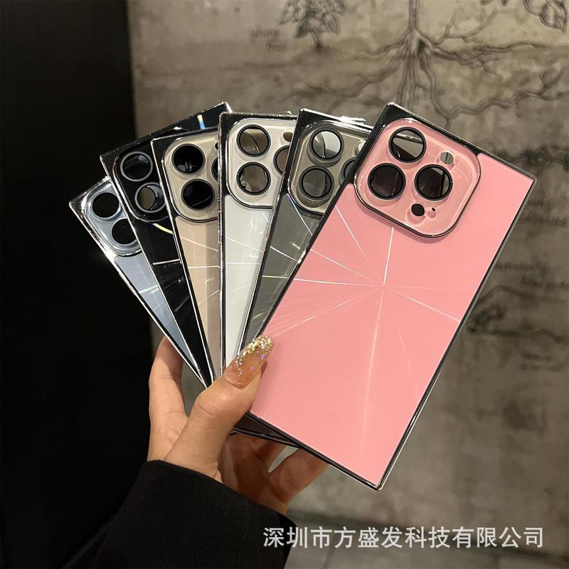 iPhone16promax 携帯電話ケース オーロラレーザーレンズホルダー Apple 15 電気メッキスクエア保護カバーに適しています。|undefined
