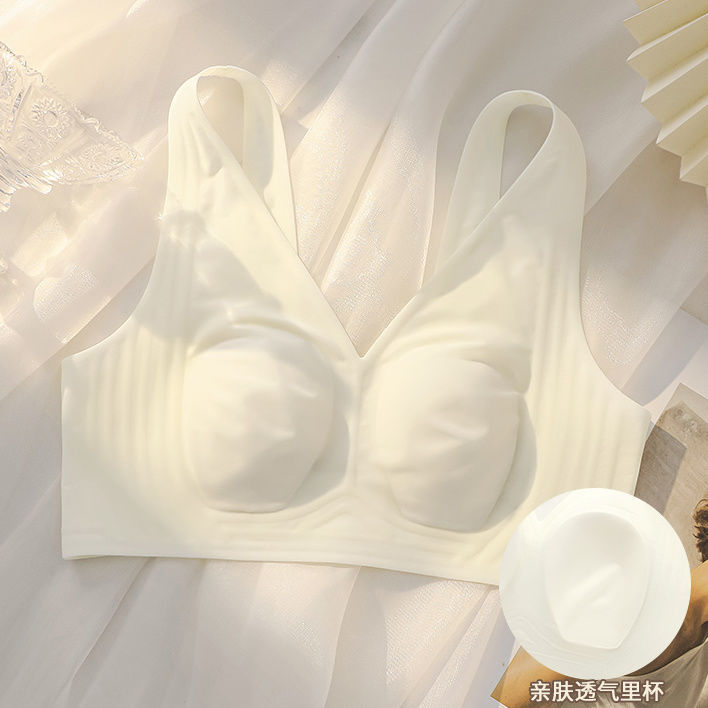 Orejas de conejo de soporte suave jalea ropa interior damas pechos pequeños sin marcas sin anillo de acero sujetador de apoyo superior delgado