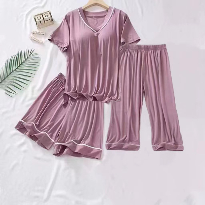 J-C 쓰리피스 브이넥-다크퍼플