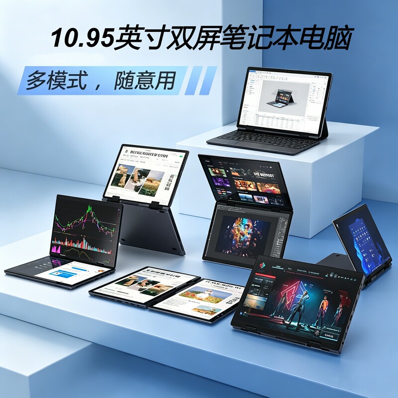 New Model 10.95inch N100 Dual-Screen Laptop for Office Work, Business Design, Online Classes, Learning, and Stock Trading Yoga