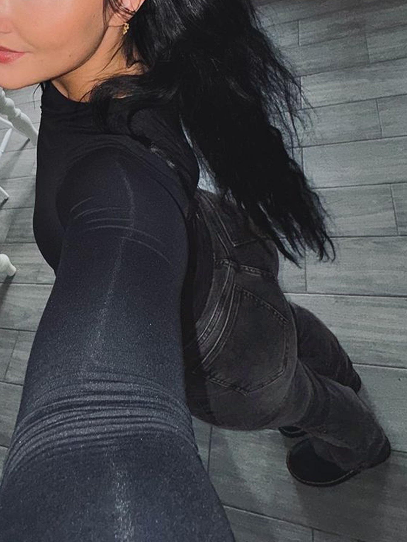 Women's Grey Stretch Flared Jeans High Waisted Vintage Bootcut_voghion.com